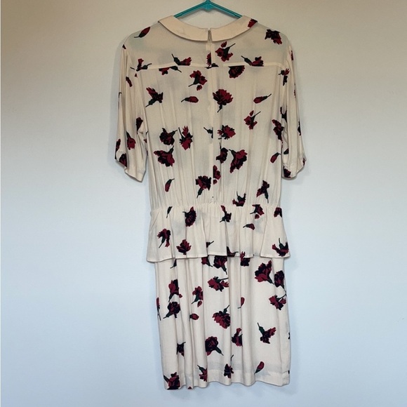 Ganni Dresses & Skirts - Ganni cream rose flower peplum midi knee length dress medium